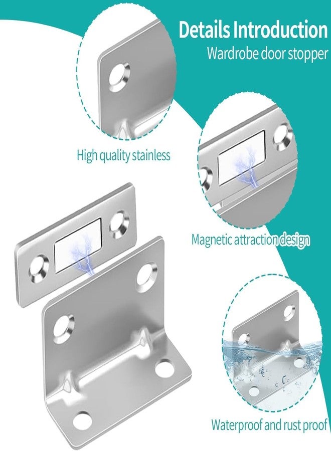 Qolixs Magnetic Door Catch,Ultra Thin Cabinet Magnetic Catch with Strong Adhesive Sticker & Screws, Slim Drawer Magnets Locks Furniture Safety Latches - (Pack of 4) - Image 3